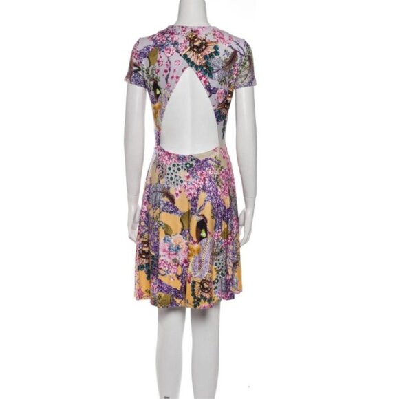 Mary Katrantzou multicolor abstract floral short sleeve A-line midi dress XS - Picture 3 of 16